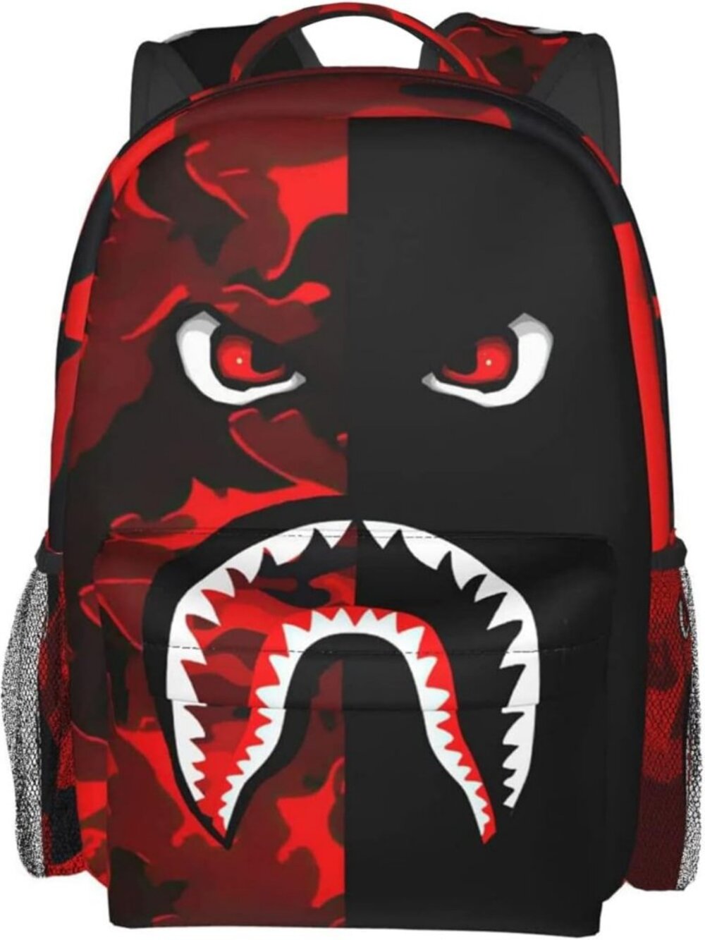 Stylish Camo Shark Teeth Backpack - Durable Travel Laptop Daypack, Big Capacity